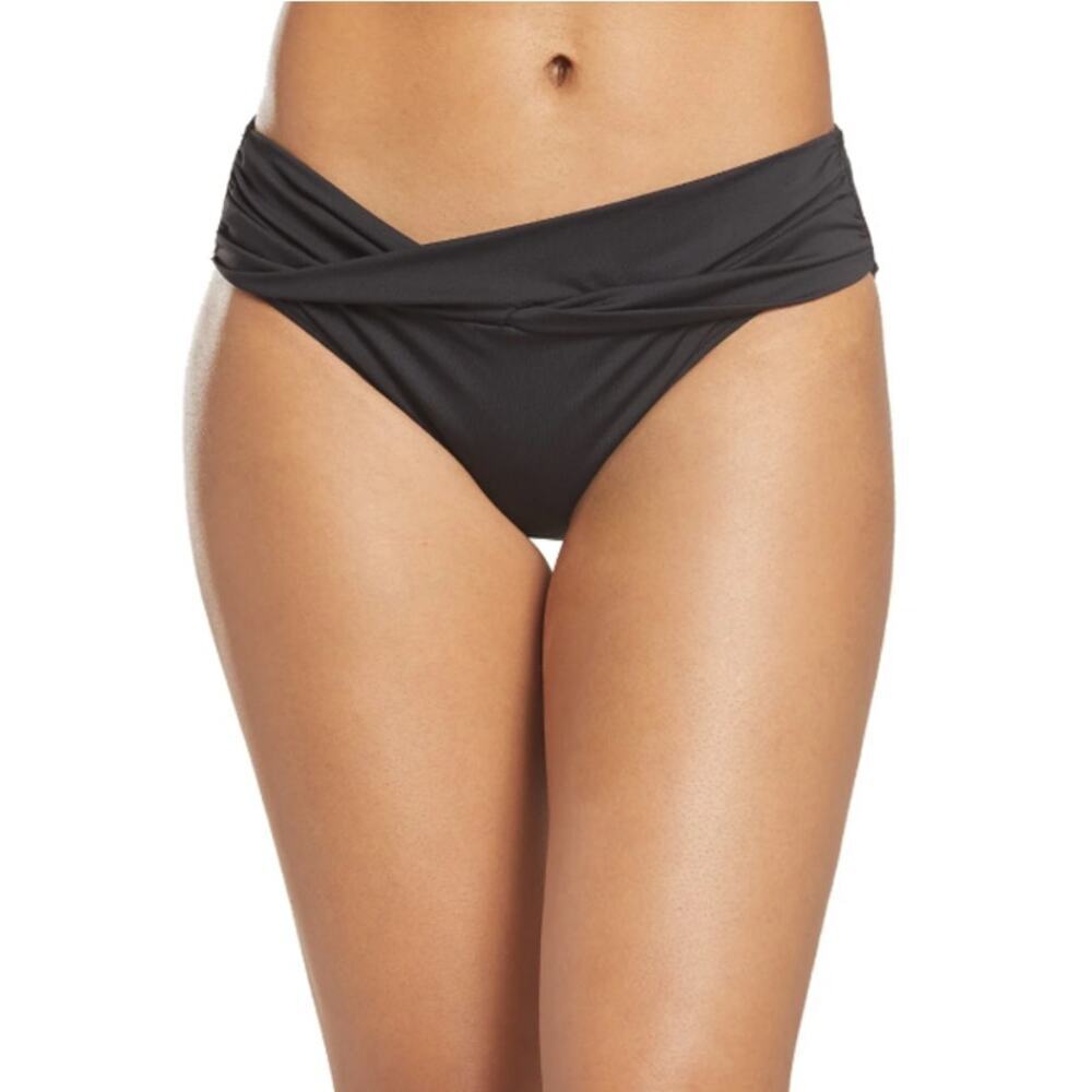 Tommy Bahama Women's Black Pearl High Waist Twist Front Bikini Bottom Size L